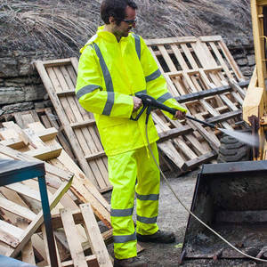 Vêtements de pluie haute visibilité : Veste de sécurité et salopette réfléchissante, sweat à capuche, vente en gros Jaune/Vert - Product Image 2