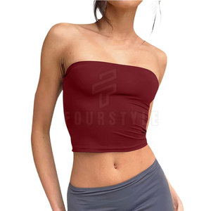 เสื้อครอปท็อปผ้าฝ้ายผสมแบบไม่มีสายรัดสำหรับผู้หญิง สวมใส่สบาย ยืดหยุ่นได้ เหมาะสำหรับวันหยุดพักผ่อนที่ชายหาดและสตรีทแวร์ - Product Image 5