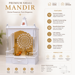 Templo de Madera Artesanal de Primera Calidad con Luz LED, Elegante Mandir para Pooja, Hogar, Oficina, Recepción, Lujoso Templo Hindú Devocional, Tamaño Personalizado - Product Image 3