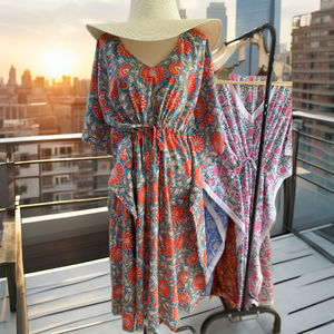 Kaftan moderne et confortable pour femme, doux, naturel, estival, décontracté, imprimé floral, élégant, indien, longueur genou, lavable - Product Image 3