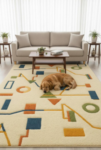 Tapis en laine faits main, tuftés à la main, motifs multicolores, taille et couleur personnalisables pour la maison, le bureau ou le salon. - Product Image 3