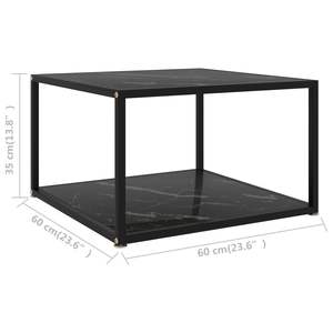Table basse carrée en verre trempé noir, dimensions 23,6 x 23,6 x 13,8 pouces - Product Image 5