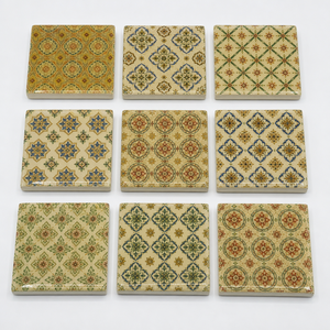Handmade Wholesale Custom <b>Marble</b> <b>Coaster</b> Set with Vintage Yellow Geometric Pattern, Square Natural Stone Drink <b>Coasters</b> for Home - Product Image 2