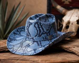 Sombrero Vaquero de Piel Exótica con Estampado Único de Pitón, Estilo Occidental, para Uso en Exteriores, Unisex, para Adultos, Todas las Temporadas - eoin Winston Sports - Product Image 4