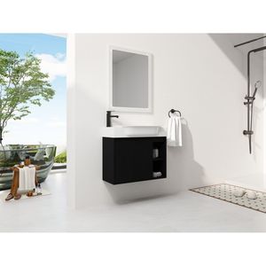 28\" Wall Mounted <b>Bathroom</b> <b>Vanity</b> with White Ceramic Sink & Soft-Close Door KD Packing - Product Image 4