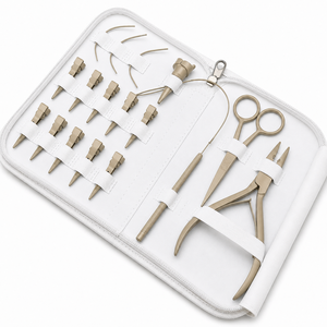 Kit d'outils de luxe pour extensions capillaires colorées – Pince et ciseaux professionnels, aiguilles à micro-anneaux, crochets de tirage et pinces - Product Image 6