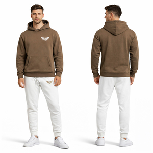 ชุดเซ็ตฮู้ดดี้สีกรมท่าและกางเกงจ็อกเกอร์สีเทาสำหรับผู้ชาย รุ่นคัสตอม 2026 ชุดลำลองแบบสวมใส่สบาย เสื้อสเวตเชิ้ตและกางเกงขายาว รับสกรีนโลโก้ ชุดกีฬาแบบ OEM - Product Image 3