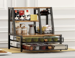 Coffee Bar Organizer, Maximize <b>Small</b> Countertop Space, 70 Standard Capsules Capacity with <b>Sliding</b> Pods Drawer, 4-Tier Coffee bar - Product Image 2