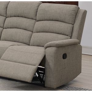 Divano Reclinabile Moderno in Tessuto Marrone Chiaro, Poltrona in Tessuto di Iuta con Movimento Manuale per Arredamento Soggiorno - Product Image 6