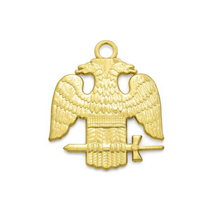 Collar Masónico del Rito Escocés con Doble Águila Chapada en Oro y Espada, Joya Ceremonial de la Francmasonería - Product Image 1