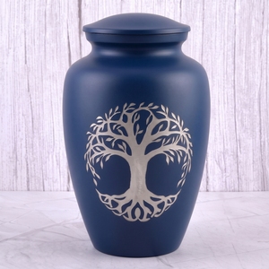 Urna Funeraria de Latón Mate Rosa para Adultos con Diseño de Árbol de la Vida Plateado para Cenizas Humanas, Urna Conmemorativa para Funeral - Product Image 4