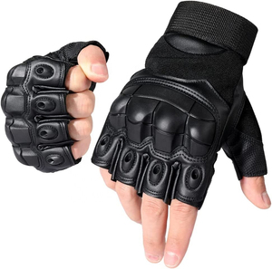 Gants d'hiver isolés en cuir PU imperméable à mi-doigts avec chauffe-mains antidérapants pour activités hivernales en plein air et escalade sur glace - Product Image 1