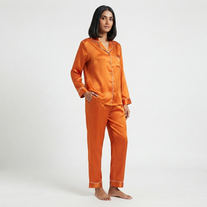 Conjunto de Pijama de Satén para Mujer, Manga Larga, Cuello Camisero, Ropa de Dormir, Conjunto de Pijama de Invierno para Mujer, Traje de Satén - Product Image 3