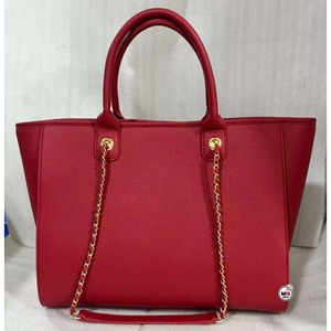 Red PU Leather <b>Tote</b> <b>Bags</b> <b>With</b> Chain <b>Strap</b> Fashion Large Capacity Open Top Women's <b>Shoulder</b> <b>Bags</b> All Seasons Daily Use Wholesale - Product Image 1