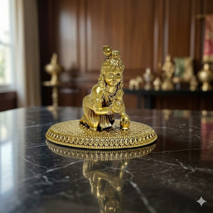 Idole artisanale en laiton Laddu Gopal pour le temple domestique et la Pooja quotidienne, statue en laiton de qualité supérieure Laddu Gopal pour Janmashtami et les occasions religieuses - Product Image 6