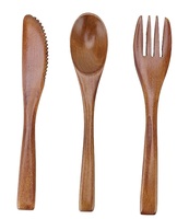 Fourchette à salade au design attrayant, écologique et durable, avec manche en bois clair et plastique, ustensile de cuisine moderne pour les fêtes