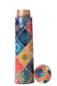 Multicolour Designer Printed 100% Pure Sleek Copper <b>Water</b> <b>Bottle</b> <b>1</b> <b>Litre</b> Eco-Friendly Luxury Large Capacity Ayurvedic Health - Product Image 5