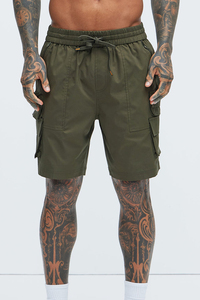 Pantalones Cortos Cargo para Hombre con Cintura Elástica, Cuatro Bolsillos, Fondo Blanco, Ropa de Trabajo de Verano, Deportivos Casuales, Gimnasio, Impermeables, de Secado Rápido, con Estampado - Product Image 3