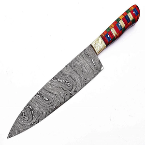 Couteau de chef haut de gamme en acier Damas forgé à la main, manche en bois pleine longueur, couteau de cuisine personnalisé, vente en gros OEM - Product Image 3