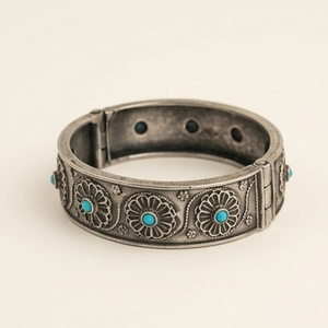 DIVYORO Oxidized Silver Flower Design KADA BANGLE for WOMEN Wedding Occasion Orissa Origin - Product Image 1
