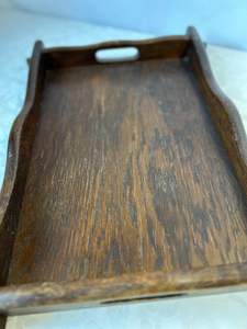 Plateau de service vintage en chêne massif avec poignées, plateau en bois rustique de style farmhouse - Product Image 5