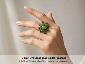 Bague artisanale en macramé vert avec pierre précieuse naturelle, ajustable, style bohème, perles, bijoux fantaisie, vente en gros - Product Image 3