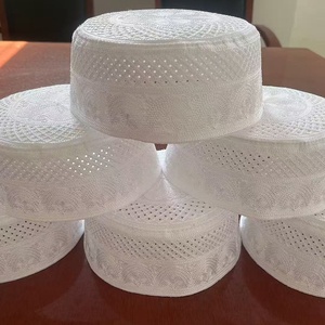 Men's New <b>Summer</b> Muslim Hat Casual and Versatile Round <b>Flat</b>-Top Mesh <b>Cap</b> with Geometric Pattern Ethnic Style - Product Image 2