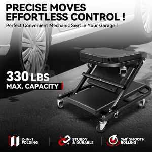 36/40 resistente \ "Z-Creeper sedile 2-in-1 regolabile rotolamento sgabello meccanico basso profilo 330LB capacità 6 attrezzature di riparazione girevoli - Product Image 6