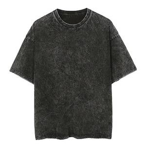Men Blue Cotton Crew Neck <b>T</b>-<b>Shirt</b> Solid Color Casual Short Sleeve Summer Top Knitted Oversized Streetwear Style - Product Image 2