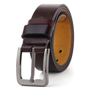 Ceinture Formelle en Cuir Véritable, Cuir de Vache, Couleur Unie, Boucle à Ardillon, Boucle Rectangulaire en Acier, Durable, Moulage Monobloc - Product Image 3