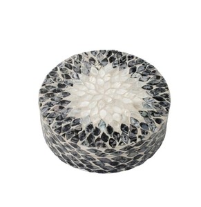 Modern Mother of Pearl Decorative Round Keepsake Box with Lid Luxury Tabletop Jewelry Storage Organizer, Home Decor from Vietnam - Product Image 3