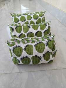 Premium Quilted Toiletry Bag Set of 3 Cotton Cosmetic <b>Organizer</b> Travel <b>Makeup</b> Bag Water Resistant Travel <b>Case</b> for Women Bulk - Product Image 1
