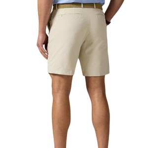 Shorts pour hommes, couleur beige unie, style bermuda, taille mi-haute, fermeture boutonnée, tissu en coton Oxford, style décontracté avec poches, design tissé - Product Image 5