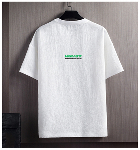 เสื้อยืดแขนสั้นผู้ชายสไตล์สปอร์ตสำหรับฤดูร้อน ผ้าโพลีเอสเตอร์ทรงหลวม สีพื้น คอกลม ลำลอง - Product Image 5