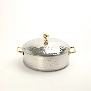 Cazuelas clásicas con acabado plateado y asa dorada, duraderas y perfectas para servir en el hogar y en eventos, procedentes de la India. - Product Image 6