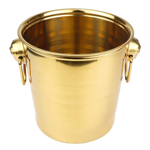 Refroidisseur à vin en acier au design simple, finition argentée, seau à champagne avec poignée pour bar, fêtes et refroidisseurs de bière - Product Image 3