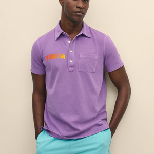 Mens polo shirt100% Cotton Knitted Men's Heavyweight 220gsm Custom Digital Printing Letter Breathable <b>Hip</b> Hop Style Blue - Product Image 1