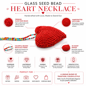 Collar de Corazón Hecho a Mano con Cuentas de Vidrio y Pedrería Colorida para Joyería de Moda, Regalos, Boutique y Uso Diario - Product Image 6