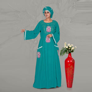 Caftán Modesto Bordado en Rayón, Elegante Motivo Frontal, Bordes Decorativos en las Mangas, Bolsillos Funcionales, Vestido Diario para Eid y Ramadán - Product Image 4