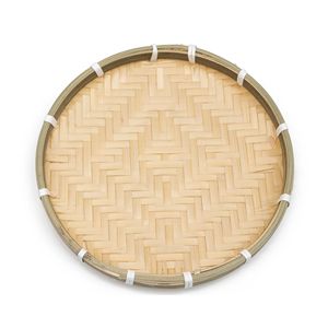 Eco Friendly Woven Bamboo <b>Tray</b> Handmade Round <b>Serving</b> <b>Tray</b> for Restaurant Kitchen Buffet Display and Gift Packaging - Product Image 4