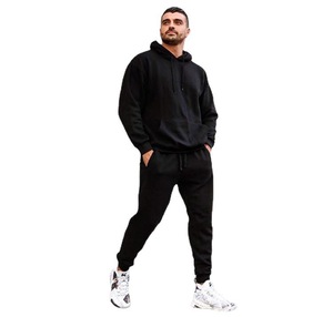 Ensemble de survêtement en coton pour homme, couleur unie, longueur intégrale, respirant, décontracté, avec cordon de serrage, poches, coupe classique - Product Image 2