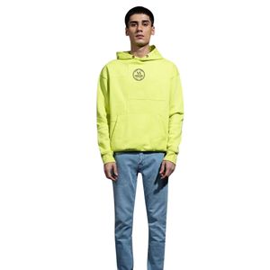 Sudadera con Capucha de Corte Regular en Verde Neón, Tela de Algodón, Estampado en el Pecho Izquierdo, Bolsillo Tipo Canguro, Bajo con Ribete, Estilo Casual Urbano, OEM ODM al por Mayor - Product Image 1