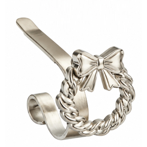 Support de chaussette de Noël en métal de luxe, en alliage de zinc argenté, crochet robuste pour cheminée, pour décoration de Noël - Product Image 4