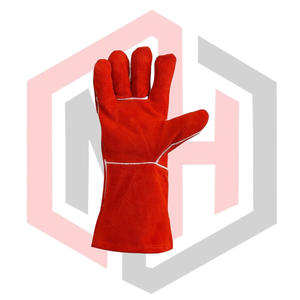 Guantes de Seguridad Reforzados de Cuero Rojo, Guantes de Soldador Resistentes al Calor, Ignífugos, Antivibración, 14 Pulgadas, Guantes TIG MIG - Product Image 2