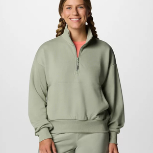 Sweat-shirt surdimensionné à demi-zip pour femme Silk Road, couleur unie, décontracté d'été, imprimé, technique de lavage à l'acide, style streetwear, devant - Product Image 1