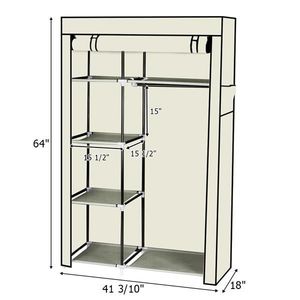 Armadio Portatile Pieghevole in Plastica Beige con Ripiani e Cassetti per Scarpe e Borse - Product Image 3