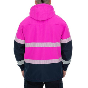 Chaqueta Acolchada Reflectante de Alta Visibilidad Rosa para Hombre, Informal, de Invierno, con Capucha, Impermeable, de Poliéster, con Cierre de Cremallera, para Trabajo - Product Image 2