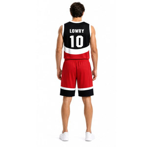Ensemble de maillots de basket-ball personnalisés pour hommes, nom de l'équipe 10 Lowry, rouge, noir, blanc, uniforme en maille respirante sublimée, adulte, toutes saisons - Product Image 5