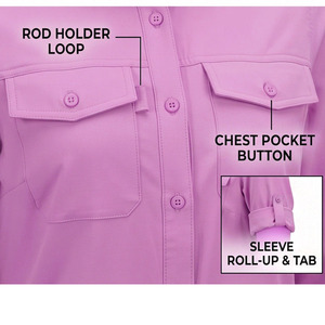 Chemise de pêche à manches longues boutonnée de couleur unie, personnalisable, séchage rapide, pour femmes, meilleure performance - Product Image 5