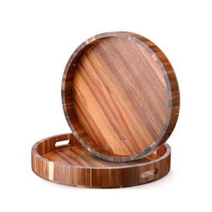Plato de Madera con Patrón Clásico Sólido, Acabado Pulido Duradero para Bodas y Eventos - Product Image 2